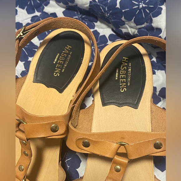 Brand New Swedish Hasbeens Brassy Leather High Heel Sandals NWOT - Picture 6 of 10